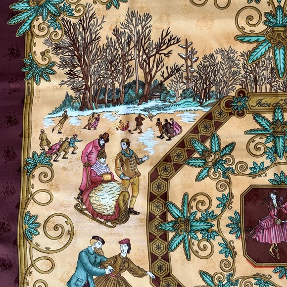 Joies d'Hiver HERMES Jacquard silk scarf Vintage - Picture 3 of 10